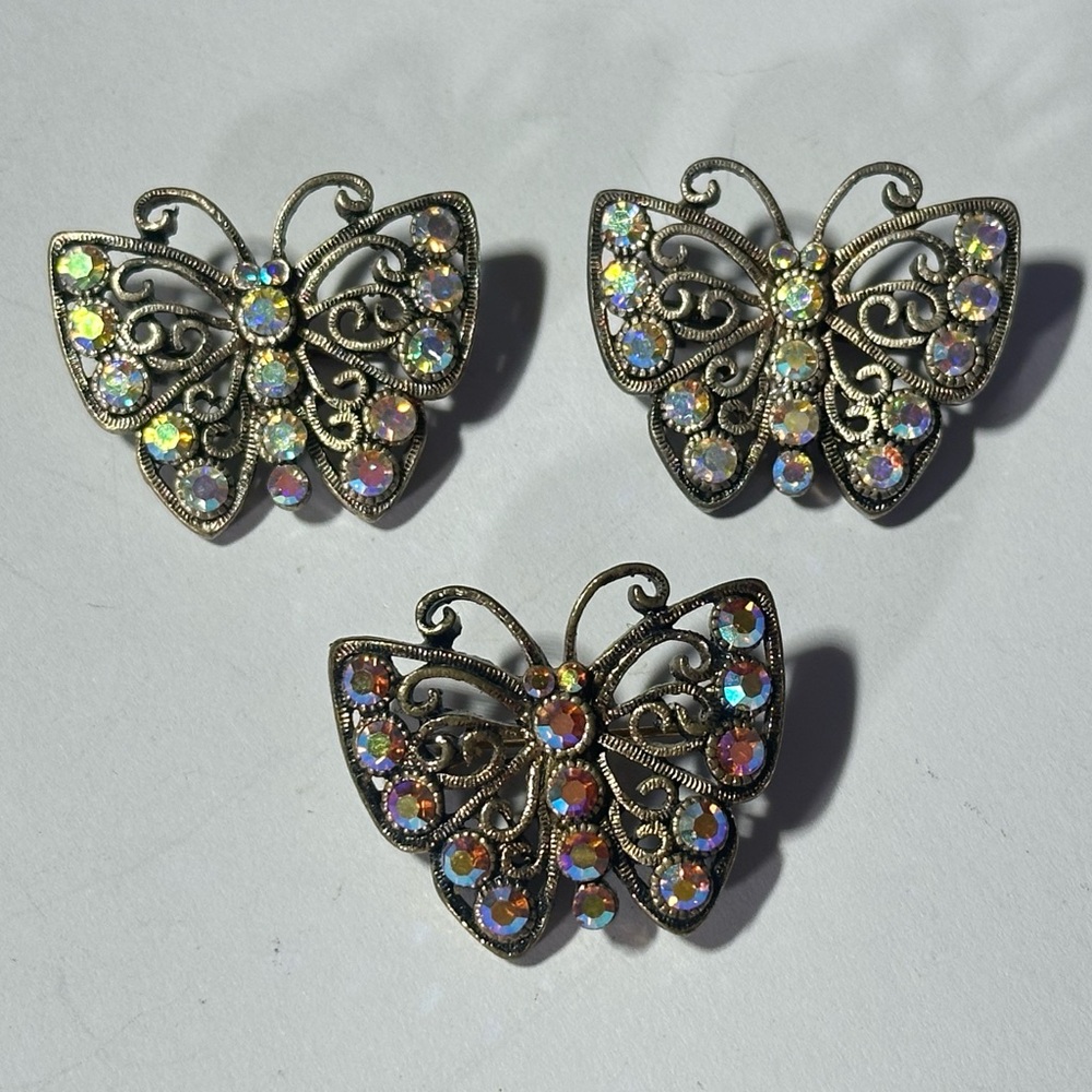 Butterfly Brooch Set Multicolor AB Rhinestone Crystals Cottagecore Fairycore Y2K
